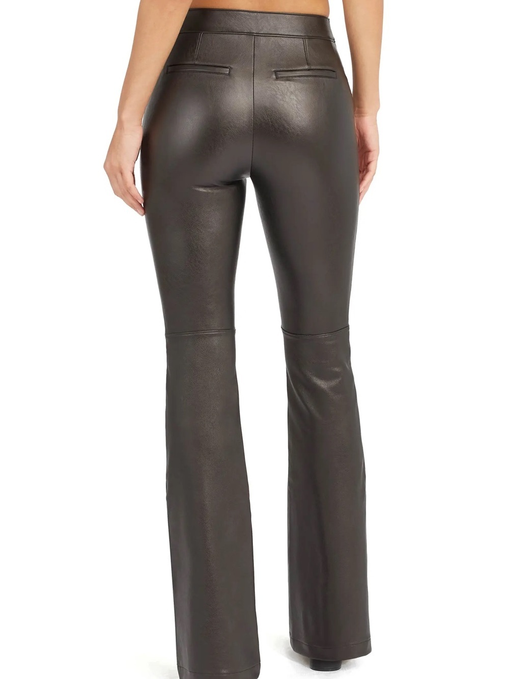 SPANX Black Faux Leather High-Rise Flare Leg Pull On Pants - Picture 4 of 12